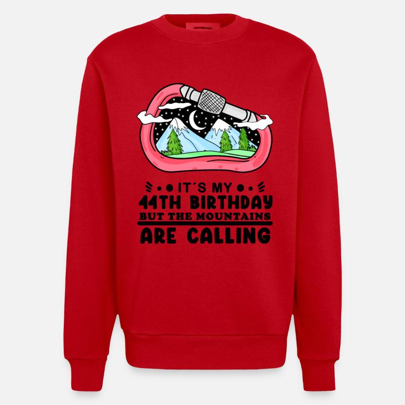 44e anniversaire Mountains 44 ans - Sweat bio épais oversize fabriqué en UE - rouge