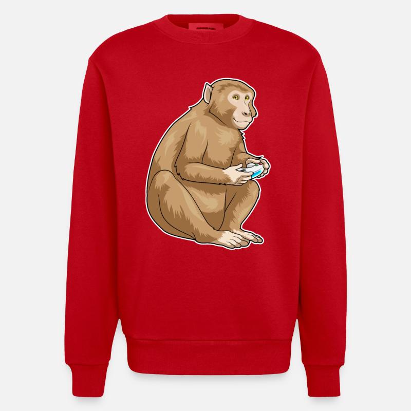 Affe Gamer Controller - Heavyweight Oversized Organic Crew Neck Made in EU - Rot