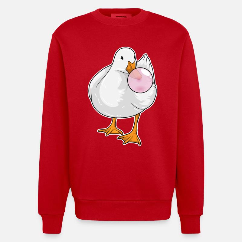 Duck chewing gum - Heavyweight Oversized Organic Crew Neck Made in EU - red
