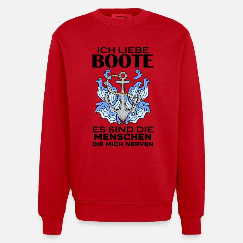 Boote Motorboot Boot - Heavyweight Oversized Organic Crew Neck Made in EU - Rot