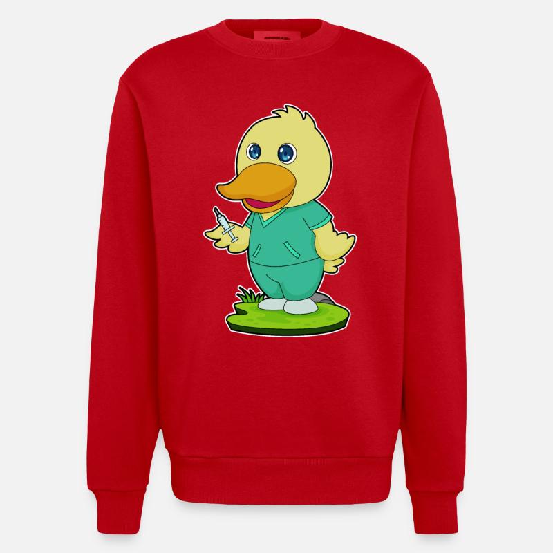 Seringue d’infirmière canard - Sweat bio épais oversize fabriqué en UE - rouge