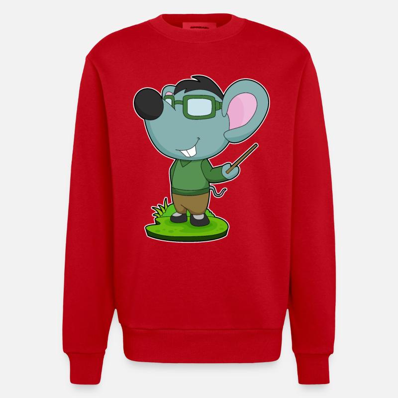 Maus Lehrer Pointer - Heavyweight Oversized Organic Crew Neck Made in EU - Rot