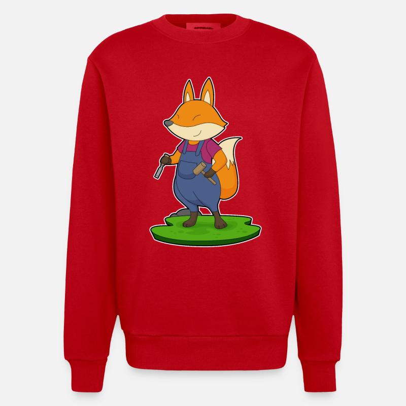 Ciseau marteau Fox Craftsman - Sweat bio épais oversize fabriqué en UE - rouge