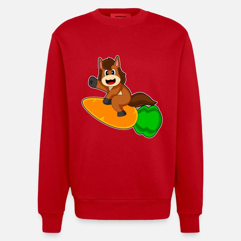 Cheval Carrot Rocket - Sweat bio épais oversize fabriqué en UE - rouge