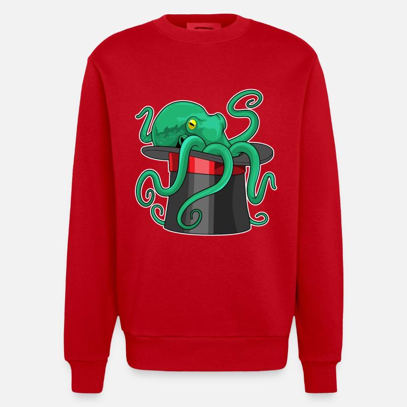 Octopus Wizard Cylindre - Sweat bio épais oversize fabriqué en UE - rouge