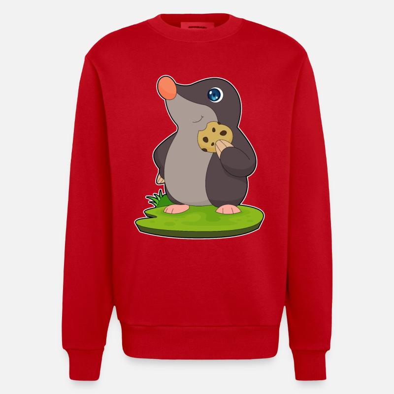 Mole biscuit - Heavyweight Oversized Organic Crew Neck Made in EU - red