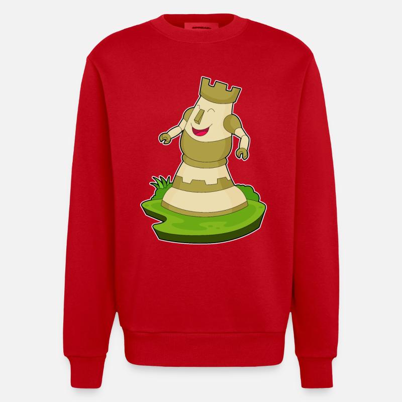 Pièce d’échecs Tour d’échecs - Sweat bio épais oversize fabriqué en UE - rouge