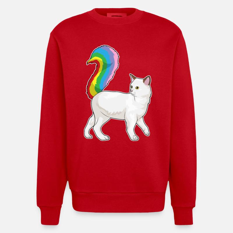 Arc-en-ciel de chat - Sweat bio épais oversize fabriqué en UE - rouge