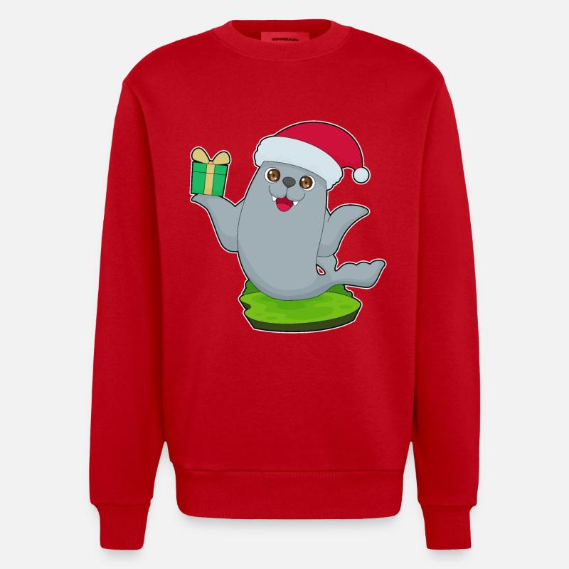 Seal Christmas Package - Heavyweight Oversized Organic Crew Neck Made in EU - red