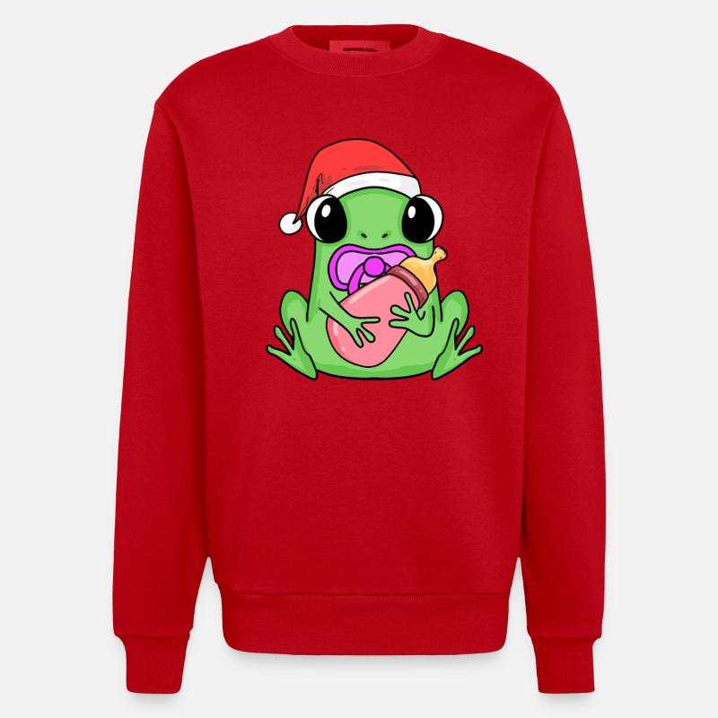 Grenouille bébé Noël - Sweat bio épais oversize fabriqué en UE - rouge