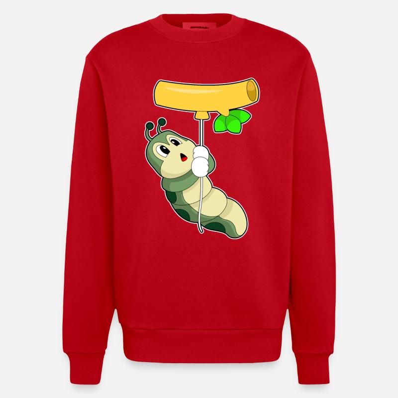 Caterpillar Tree Trunk Balloon - Heavyweight Oversized Organic Crew Neck Made in EU - red