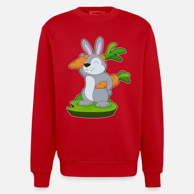 Hase Karotten - Heavyweight Oversized Organic Crew Neck Made in EU - Rot