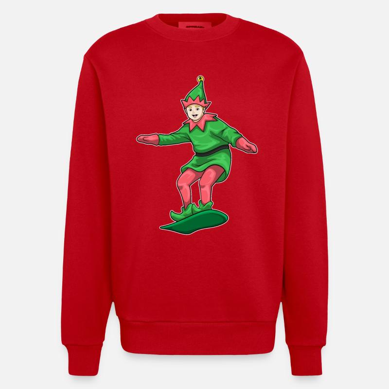 Snowboard de Noël elfique - Sweat bio épais oversize fabriqué en UE - rouge