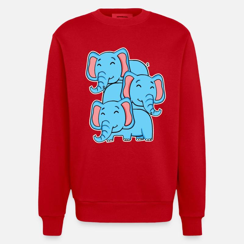 Éléphant mignon - Motif d’éléphant - Sweat bio épais oversize fabriqué en UE - rouge