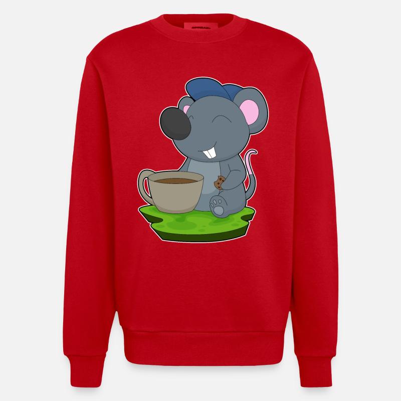 Maus Kaffee Tasse - Heavyweight Oversized Organic Crew Neck Made in EU - Rot