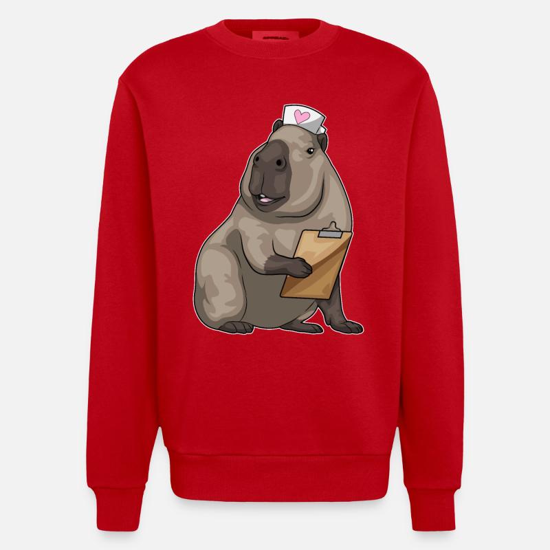 Capybara infirmière bloc-notes - Sweat bio épais oversize fabriqué en UE - rouge
