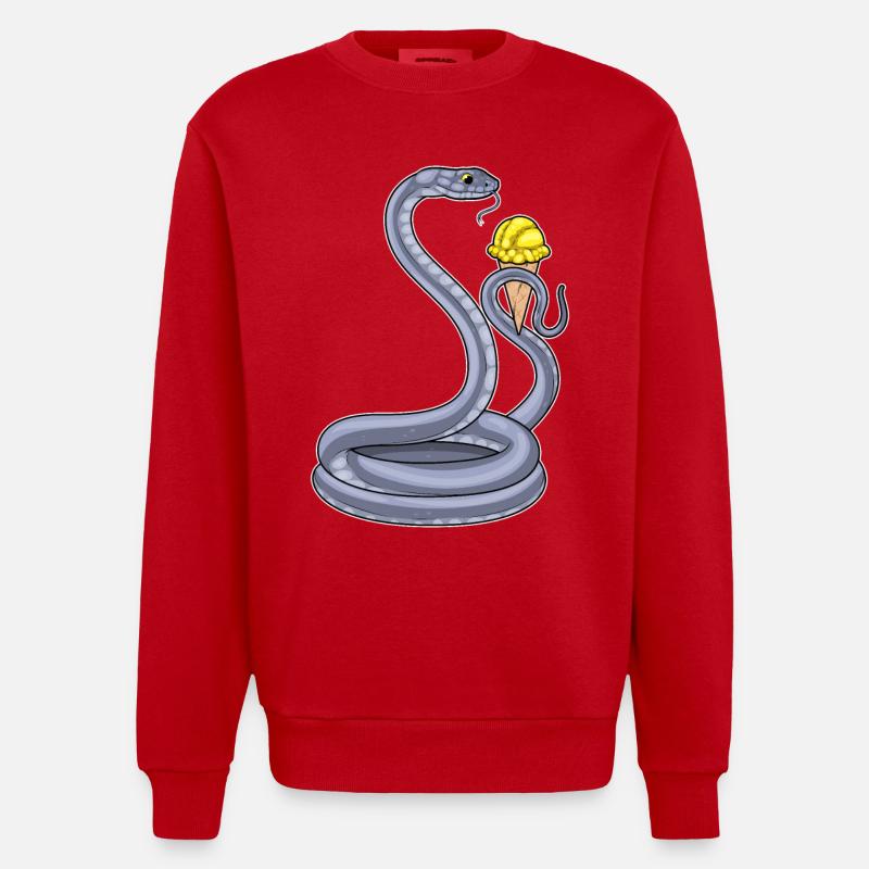 Crème glacée gaufrée serpent - Sweat bio épais oversize fabriqué en UE - rouge