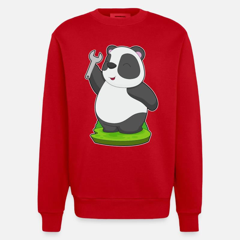 Clé artisanale Panda - Sweat bio épais oversize fabriqué en UE - rouge