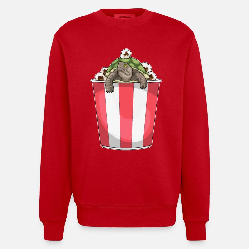 Maïs soufflé tortue - Sweat bio épais oversize fabriqué en UE - rouge