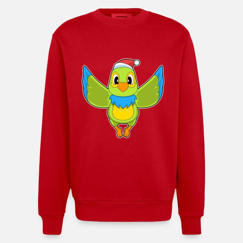 Chapeau de père Noël perroquet - Sweat bio épais oversize fabriqué en UE - rouge