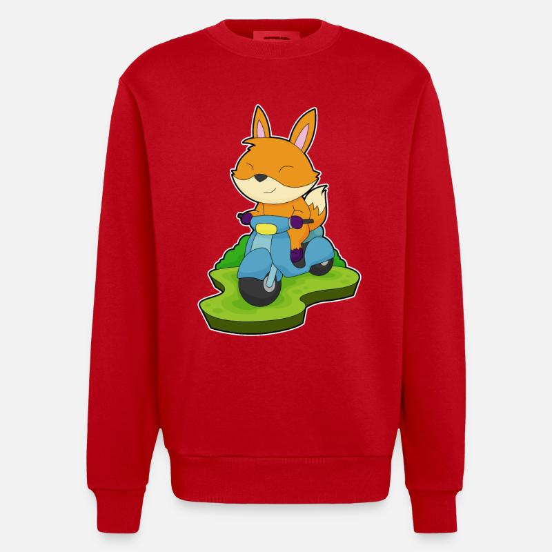 Fox Motorcycle - Heavyweight Oversized Organic Crew Neck Made in EU - red