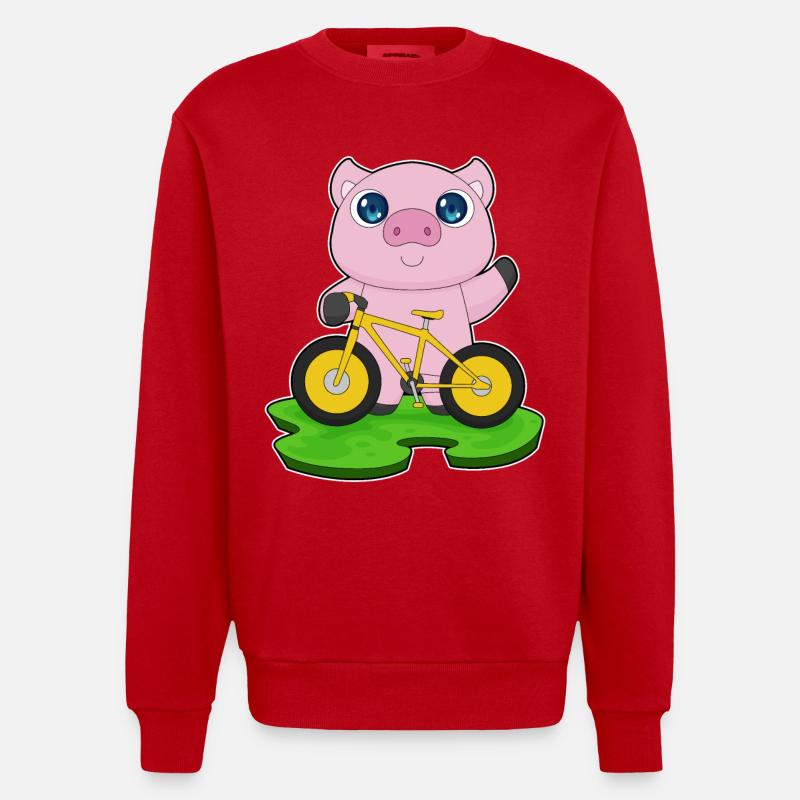 Vélo de cochon - Sweat bio épais oversize fabriqué en UE - rouge