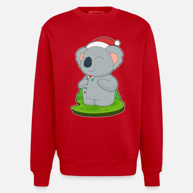 Koala Noël Candy Canne - Sweat bio épais oversize fabriqué en UE - rouge
