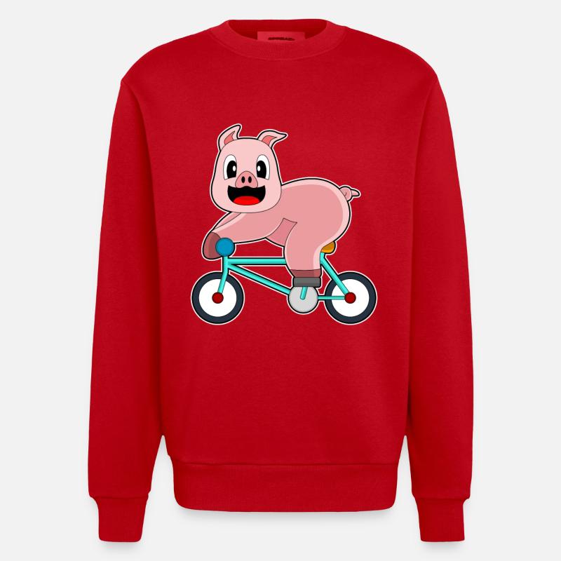 Vélo de cochon - Sweat bio épais oversize fabriqué en UE - rouge
