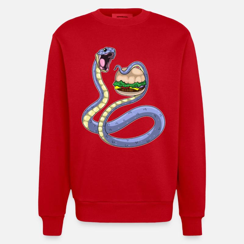 Burger au serpent - Sweat bio épais oversize fabriqué en UE - rouge