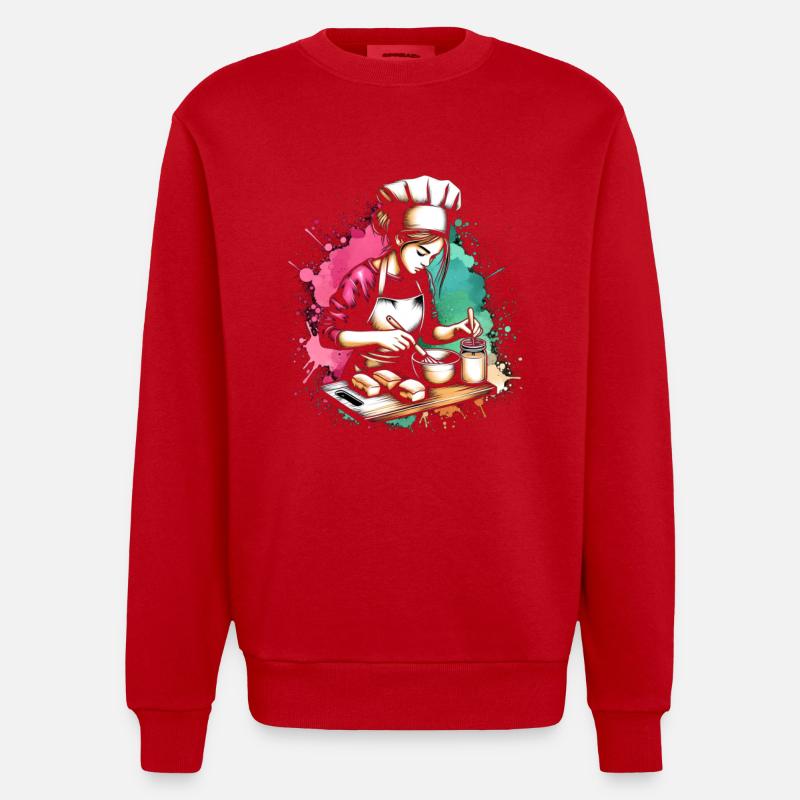 Mädchen, die gerne backen - Heavyweight Oversized Organic Crew Neck Made in EU - Rot