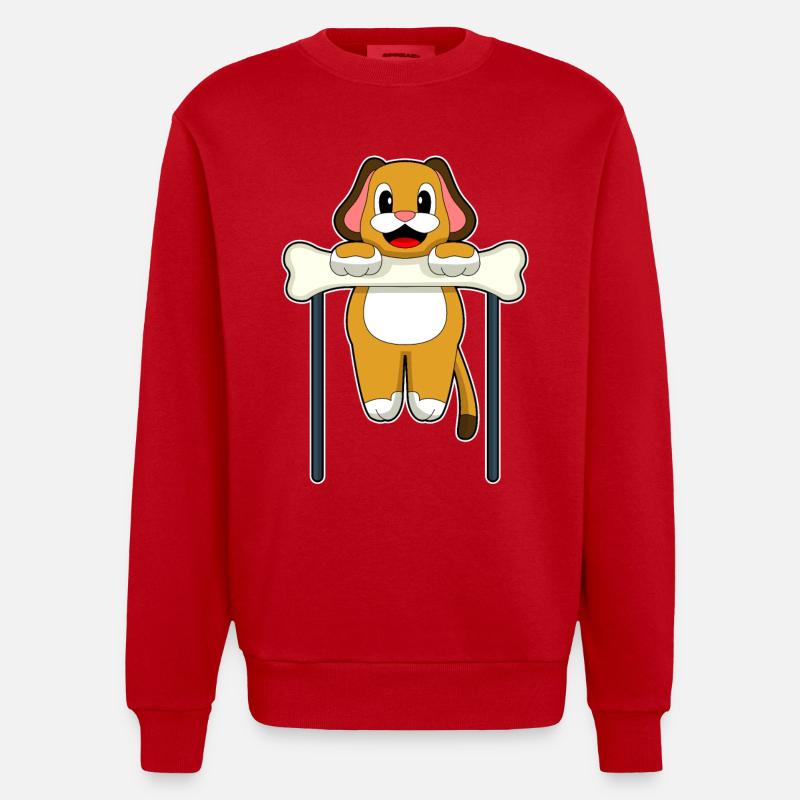 Dog Bodybuilding Pull-ups - Heavyweight Oversized Organic Crew Neck Made in EU - red