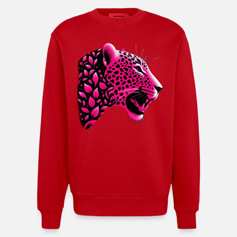 Léopard - Sweat bio épais oversize fabriqué en UE - rouge