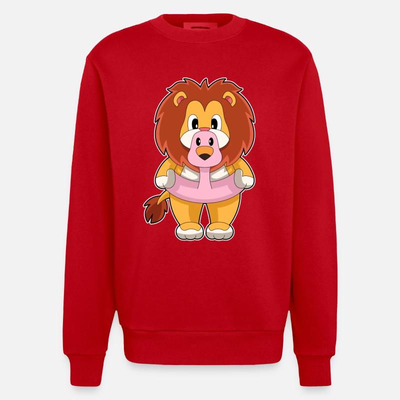 Flamant Lion - Sweat bio épais oversize fabriqué en UE - rouge