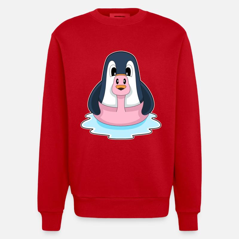 Flamant rose pingouin - Sweat bio épais oversize fabriqué en UE - rouge