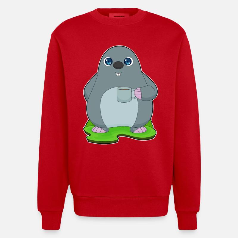 Mole Coffee Tassee - Heavyweight Oversized Organic Crew Neck Made in EU - red