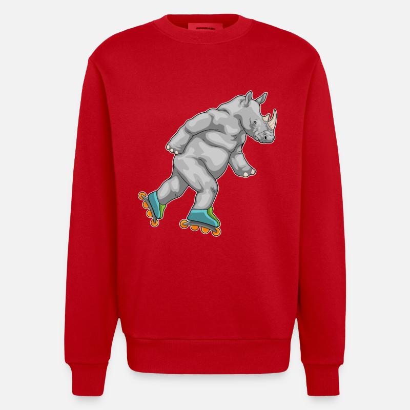 Nashorn Inline skating Rollschuhe - Heavyweight Oversized Organic Crew Neck Made in EU - Rot
