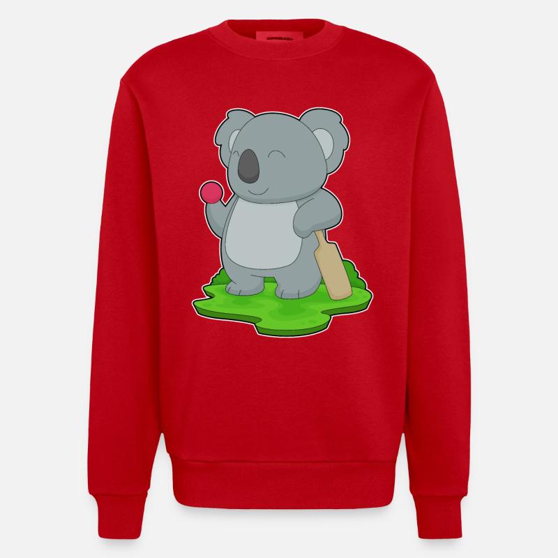 Koala Cricket Battes de cricket - Sweat bio épais oversize fabriqué en UE - rouge