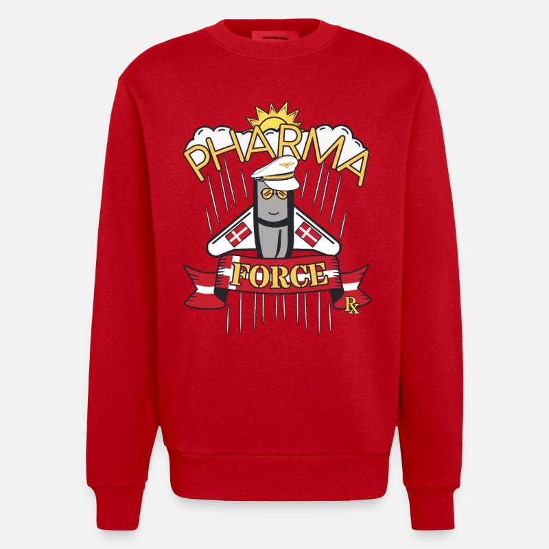 Pharmacy Denmark Pharma Force - Heavyweight Oversized Organic Crew Neck Made in EU - red