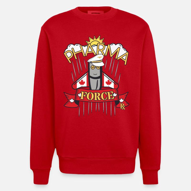 Pharmacy Canada Pharma Force - Heavyweight Oversized Organic Crew Neck Made in EU - red