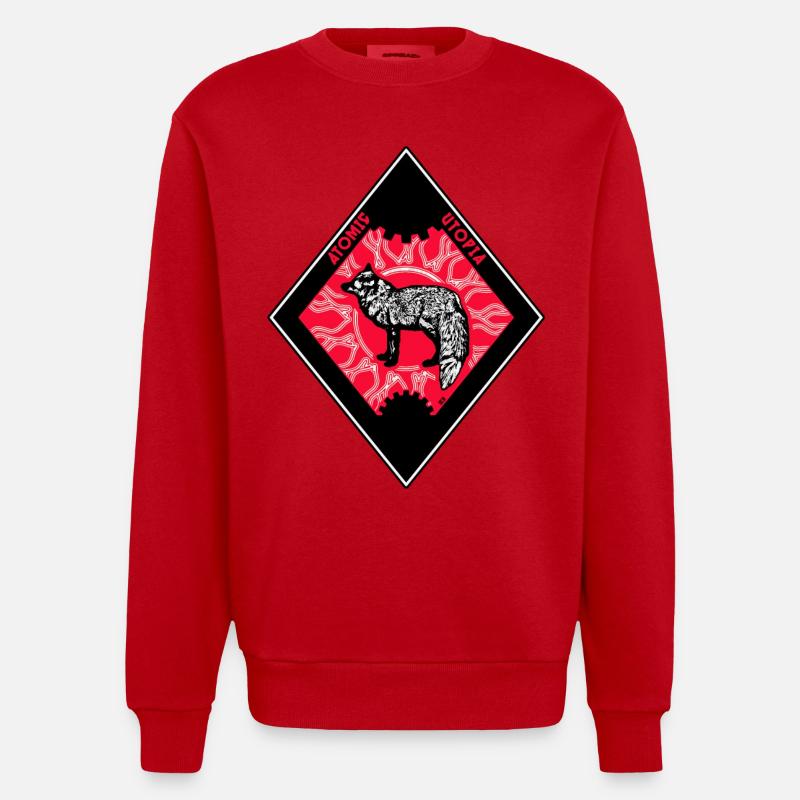 Atomic Utopia - Silver Fox Rhombus - Heavyweight Oversized Organic Crew Neck Made in EU - red