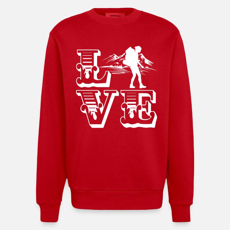 Backpacking Love Backpacking - Heavyweight Oversized Organic Crew Neck Made in EU - red