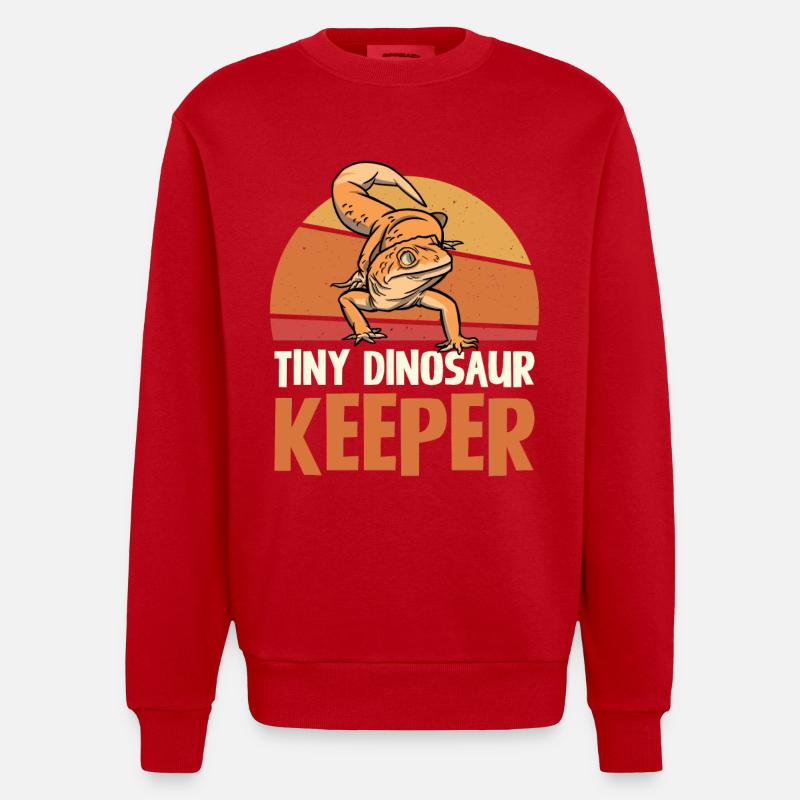Tiny Dinosaur Keeper Retro Style - Heavyweight Oversized Organic Crew Neck Made in EU - Rot