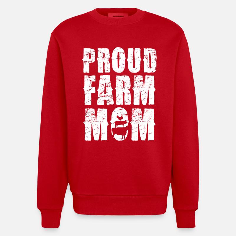 Déclaration de Proud Farm Mama - Sweat bio épais oversize fabriqué en UE - rouge