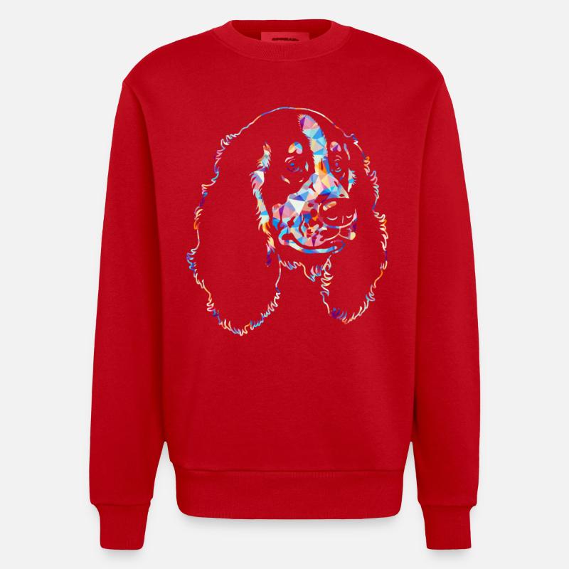 Cocker Spaniel Geometric - Heavyweight Oversized Organic Crew Neck Made in EU - red