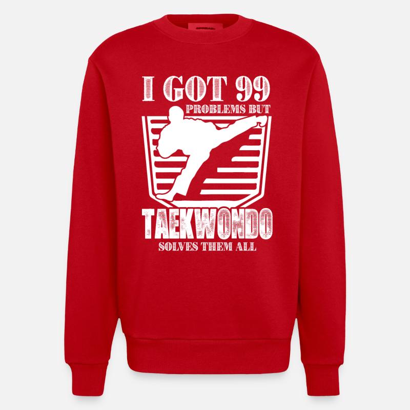 Taekwondo Solves All Problems - Heavyweight Oversized Organic Crew Neck Made in EU - red
