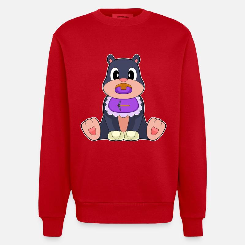 Mole Baby Bib Pacifier - Heavyweight Oversized Organic Crew Neck Made in EU - red