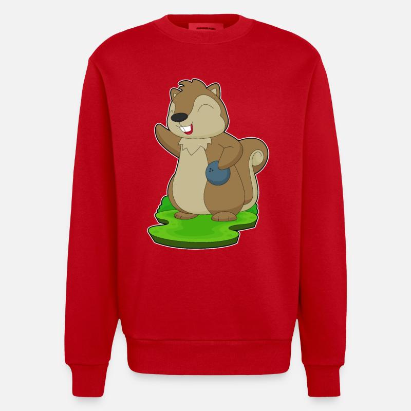 Eichhörnchen Bowling Bowlingkugel - Heavyweight Oversized Organic Crew Neck Made in EU - Rot