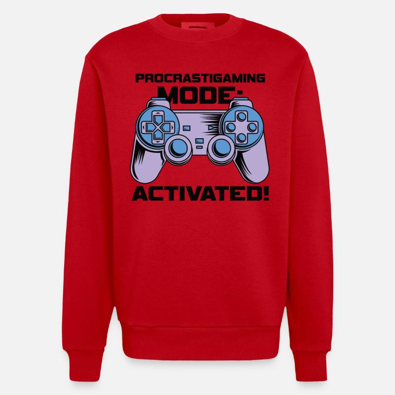Gamer Procrastimode de jeu activé - Sweat bio épais oversize fabriqué en UE - rouge