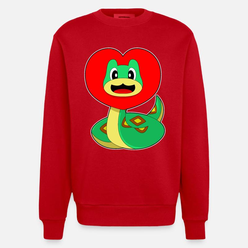 Snake Heart - Heavyweight Oversized Organic Crew Neck Made in EU - red
