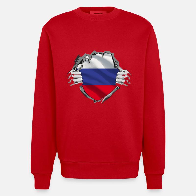 Dévoilement du drapeau russe - Sweat bio épais oversize fabriqué en UE - rouge